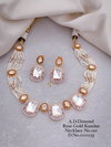 5 AD Designer Diamond Rose Gold Kundan Necklace Wholesale Price In Surat
